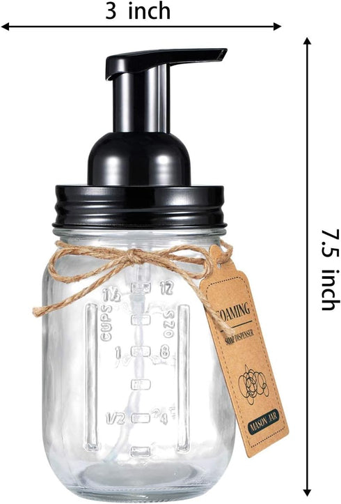 Amolliar Mason Jar Foaming Soap Dispenser, Rustproof Stainless Steel Lid,BPA Free Pump, Waterproof Labels, Rustic Farmhouse Decor, Refill Hand Soa...