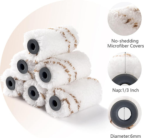 Mister Rui Paint Roller Kit, 9 Pack, 2 Inch Microfiber Paint Roller Covers, Small Paint Rollers with Tray and Roller Frame, Mini Rollers for Paint...