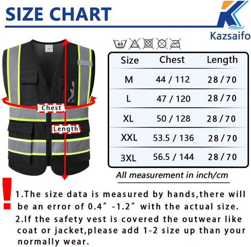 Reflective Safety Vest for Men Women with 5 Pockets and Zipper Front High Visibility Mesh Vest Hi Vis Construction Work Vest,Meets ANSI/ISEA Stand...