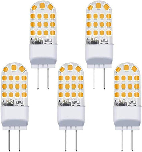 Lxcom Lighting 4W G6.35 LED Light Bulbs(5 Pack)- 110V Warm White 3000K T3/T4 JC Type LED Bulb G6.35/GY6.35 40W Halogen Bulb Equivalent for Desk La...