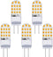 Lxcom Lighting 4W G6.35 LED Light Bulbs(5 Pack)- 110V Warm White 3000K T3/T4 JC Type LED Bulb G6.35/GY6.35 40W Halogen Bulb Equivalent for Desk La...