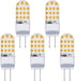 Lxcom Lighting 4W G6.35 LED Light Bulbs(5 Pack)- 110V Warm White 3000K T3/T4 JC Type LED Bulb G6.35/GY6.35 40W Halogen Bulb Equivalent for Desk La...