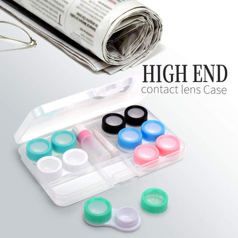 6 Pack Contact Lens Case, Portable Spin Top Contact Lenses Cases with Remover Tool Tweezers Contact Solution Bottle Clear Contacts Storage Kit for...