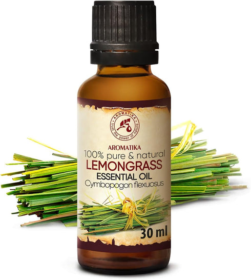 Lemongrass Oil 1.0 Fl Oz (30ml) - Cymbopogon Flexuosus - India - 100% Pure & Natural Lemongrass Oils - Good for Aromatherapy - Aroma Bath - Diffus...