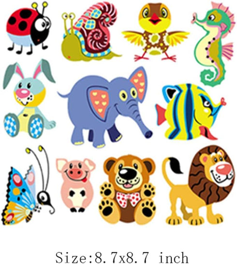 Baby Iron on Patches Sticker Heat Transfer Applique Decals Butterfly Fox Lion Dinosaur Fish Cute Animal Decals for Kids Clothes Jeans Shirts Scarf...