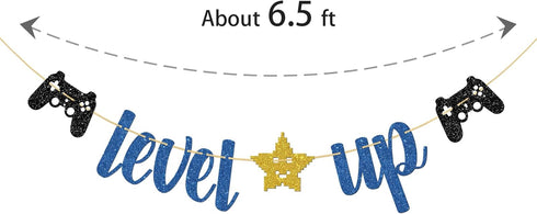 Level Up Banner, Video Game Theme Birthday Party Decoration for Kids Boys Girls, Happy 11th 12th13th 14th 15th 16th Birthday Party Supplies...