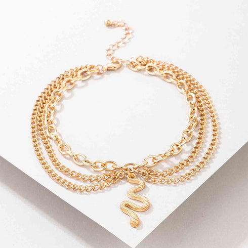 Punk Layered Snake Anklet Bracelet Gold Snake Ankle Bracelet Chunky Serpent Anklets Gothic Multi Chain Ankle Bracelet Vintage Foot Chain Jewelry f...