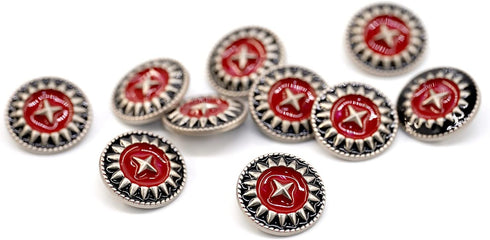 20 pcs Color Contrast Black Enamel Silver Star Sewing Metal Shank Buttons for Coats -25mm -1"...