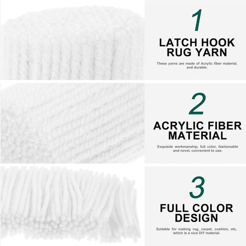 ARTIBETTER 10 Rolls Latch Hook Yarn Precut Rug Yarn Tapestry Yarn Threads for DIY Craft Sewing Knitting Yarn Latch Hook Supplies White......