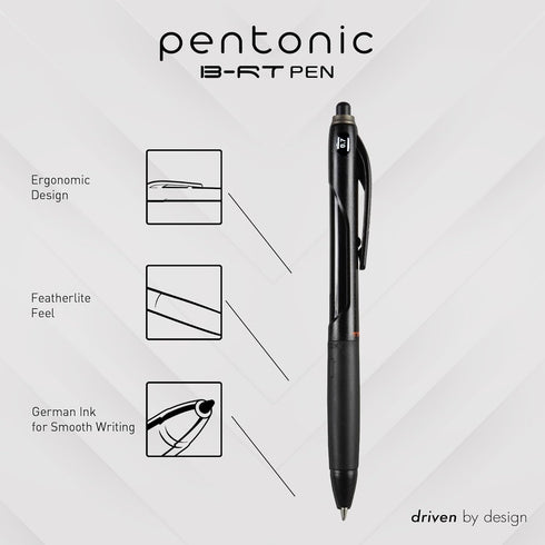 Pentonic BR-T Retractable Ballpoint Pens, 18 Count, Black Ink, 0.7 mm Fine Point, Smooth Writing For Journaling, Office & School (PEN12124)...