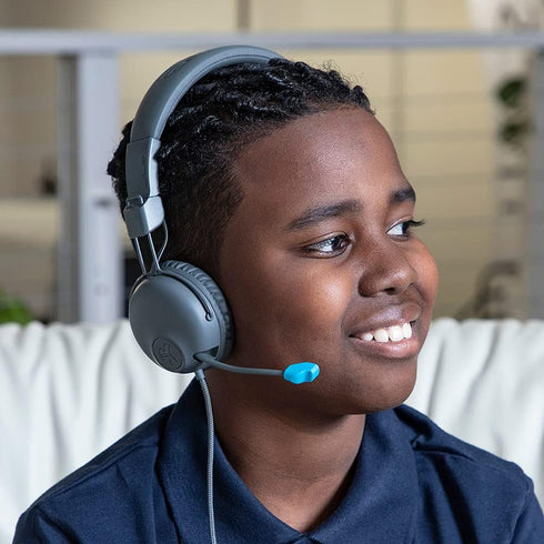 JLab JBuddies Learn On-Ear Kids Headphones, Retractable Boom Mic, Built-in Volume Regulators for Safety, Folding, Adjustable, Great for Schooling ...