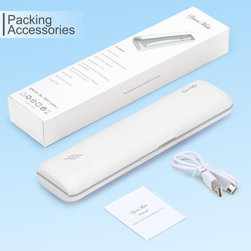 YourMate UVC Toothbrush Case Travel Toothbrush Covers Case for Houshold and Traveling Power by AA Battery or USB-C Cord White...