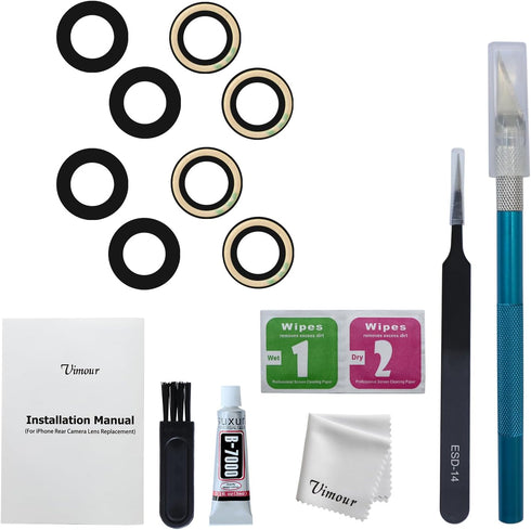 Rear Back Camera Lens Glass Replacement for iPhone 14, 14 Plus, 15 &15 Plus Pre-Installed Adhesive with Installation Manual and Repair Tool Kits (...