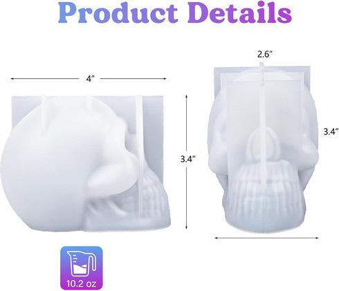 LET'S RESIN Silicone 3D Large Skull Shape Molds, Skeleton Skull Epoxy Resin Mold for Candle Making, Home Decor, Outdoor, Resin Casting Art Crafts...