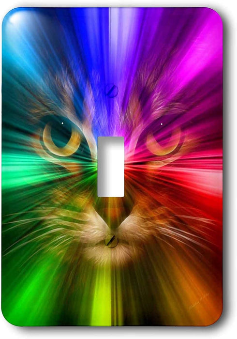 3dRose lsp_18499_1 Domestic Cat Surrounded with A Rainbow of Colors Toggle Switch...