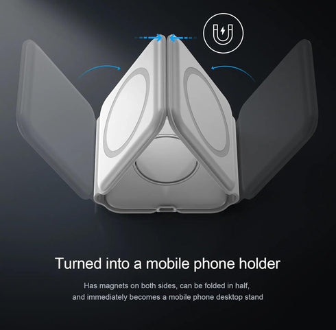 Magnetic Wireless Charging Station 3-in-1, Foldable, Magnetic Fast Charger for iPhone 15/14/13/12 Pro Max, Smart Watch and Ear Buds(White)...