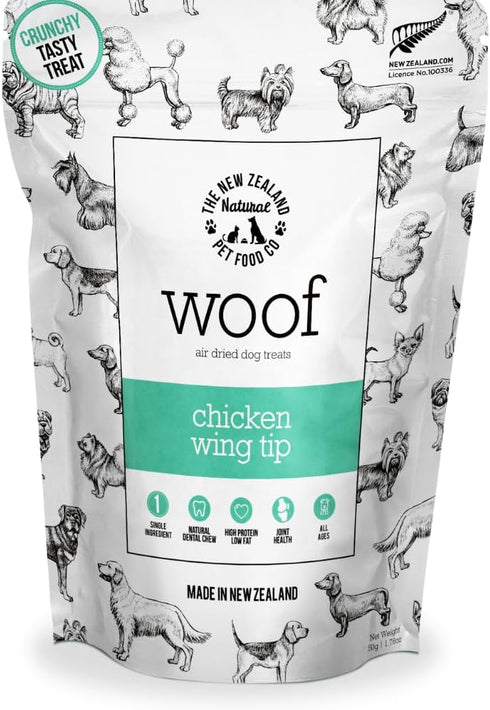 WOOF Air Dried Dog Treats - Chicken Wing Tip, High Protein, Dog Treats Small Dogs and Dog Treats for Large Dog, Natural, Topper or Dog Treat, 1.76...