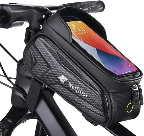 Bike Bag - Waterproof Bike Frame Bag with Sun-Visor Rain Cover, Bike Phone Holder with TPU Sensitive Touch Screen, Handlebar Bag Bicycle Accessori...