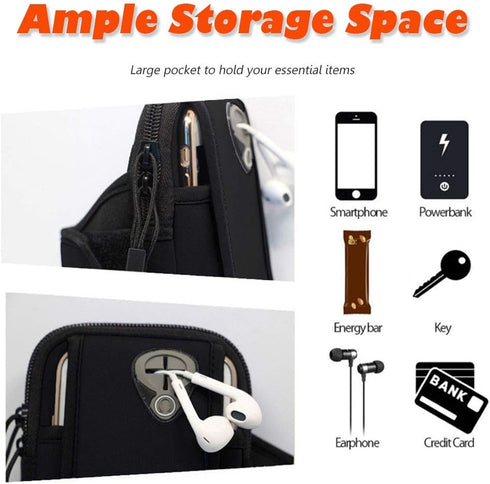 Phone Holder for Running Armband Cell Phone Holder for iPhone 11 12 13 14 15 16 Pro Max 16e XS X XR Plus Mini/Samsung Galaxy/Key,Waterproof Black ...