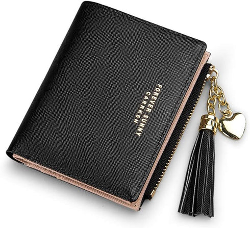 Womens Small Wallet Mini Purse Bifold Slim Card Case Holder Zipper Coin Pocket...
