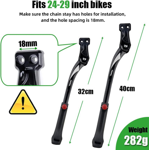 RBRL Bike Kickstand 18mm Hole Spacing, Bike Stand Aluminium Alloy Adjustable Bicycle Kickstand, Rear Side Bicycle Kick Stand for 24''-29'' Mountai...