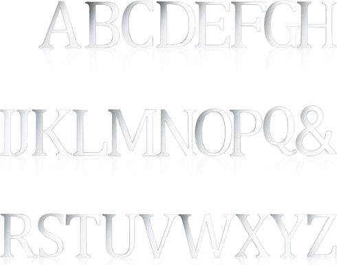 27 Pieces Alphabet Mirror Decal Name Sticker Art Silver Acrylic 26 Letters Wall Decals with & Symbol Decorative Mirror Wall Stickers for Wedding B...