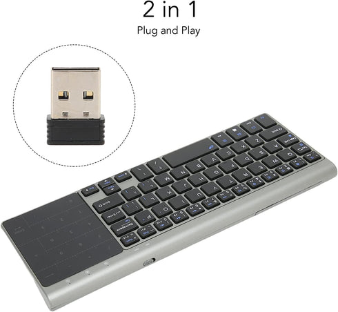 Zyyini Keyboard Touchpad, 2 in 1 Portable Keyboard with Touchpad Numeric Keypad,QWERTY Layout Keyboard, for Notebooks, Computers...