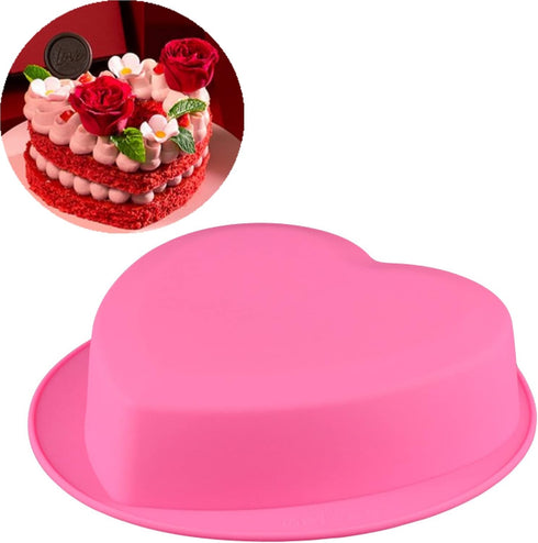 Heart Shaped Silicone Mold, 1 Pack Non-Stick Heart Silicone Baking Bakeware for Birthday Party, DIY Pastry, Mousse, Brownie, Cheesecake, Fondant, ...