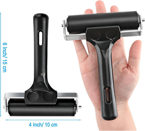 Yorwe Rubber Roller, Brayer Ideal for Anti Skid Tape Construction Tools, Print, Ink and Stamping Tools(2.5 & 4 & 6-Inch, Black)...