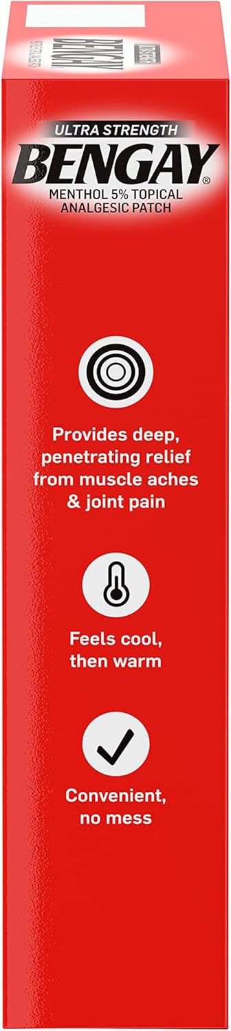 Bengay Ultra Strength, Pain Relieving Patch, Large Size, 4 Count...