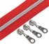 YaHoGa #5 Silver Metallic Nylon Coil Zippers by The Yard Bulk Red Tape 10 Yards with 25pcs Pulls for DIY Sewing Tailor Craft Bag (Red)...