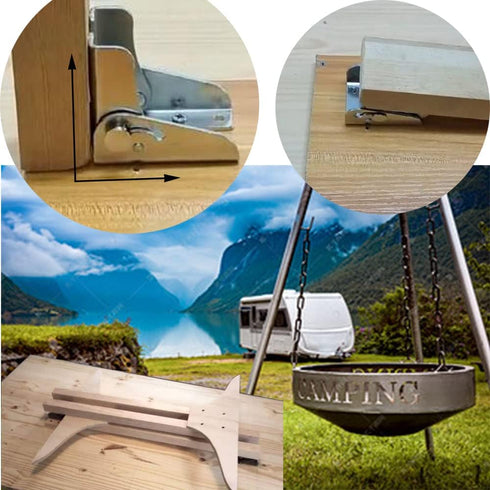 90°Self-Locking Hinge Leg Accessories, Brackets for Folding Table Legs, Kitchen Folding Table, Supporting Sofa Folding Foot, Invisible Foot, Furni...