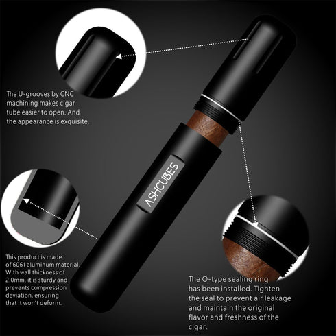 Cigar Tube Metal Waterproof Cigar Holder Aluminum Air Tight Cigar Case Tube (L200_?25, Black)...
