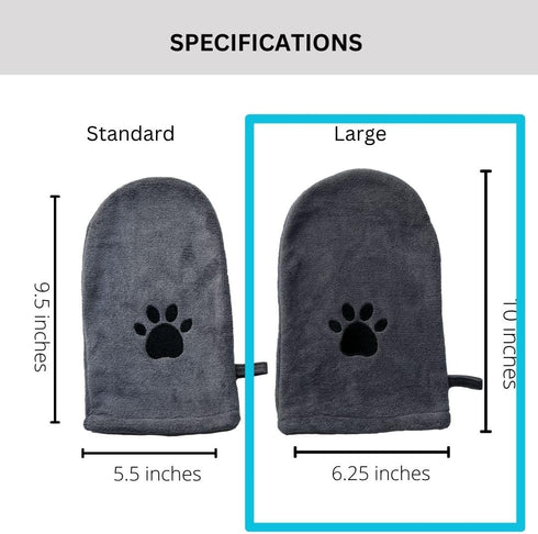 Penny & Niko Microfiber Pet Towel Mitts - Paw Cleaning and Drying Mitts/Gloves for Dogs and Cats (Large - 2 Pack, Gray)...