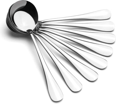 Soup Spoons, AmoVee Wholesale Stainless Steel Alpha Round Spoons, Set of 16...