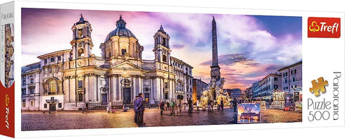 Trefl Panorama Piazza Navona, Rome 500 Piece Jigsaw Puzzle Red 26"x9" Print, DIY Puzzle, Creative Fun, Classic Puzzle for Adults and Children from...