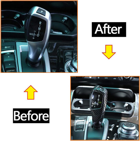 Moonlinks Compatible with BMW F30 Carbon Fiber Pattern Gear Shift Knob Cover Trim,ABS Gear Shift Cover Compatible with BMW 1-7 Series X3 X4 X5 X6(...