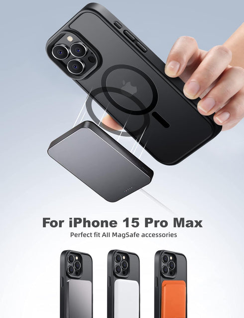Tigowos for iPhone 15 Pro Max case Fits MagSafe 10FT Drop Resistant Matte Skin Feeling Shockproof Back Cover Fits iPhone 15 Pro Max Phone Cases, T...