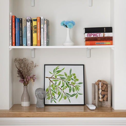 FINGERINSPIRE Olive Tree Branch Stencil for Painting 11.8x11.8 inch Reusable Olive Tree Pattern Drawing Template Plastic PET Tree Branches Paintin...