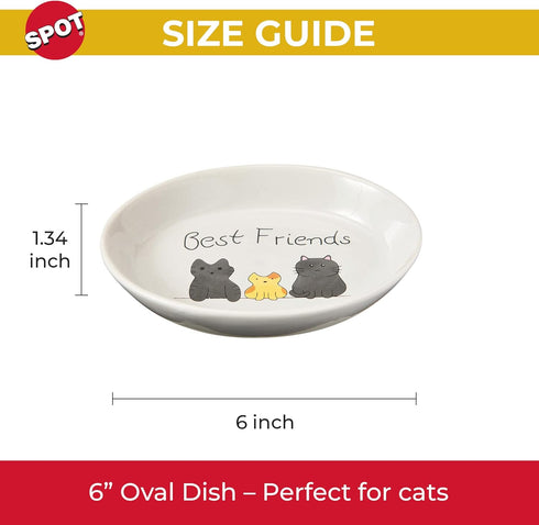 SPOT by Ethical Products - Heavy Ceramic High Gloss Dog Bowl Cat Bowl Durable Dog Food and Water Pet Dish - Dishwasher Safe - BEST FRIENDS OVAL CA...