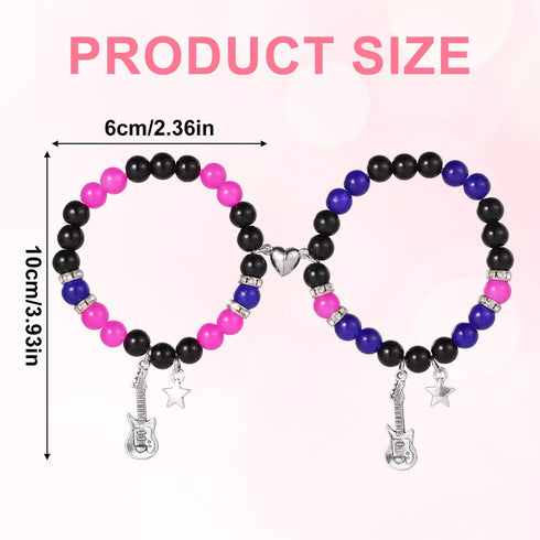 2pcs TV Girl Bracelet, Friendship Matching Magnetic Couple Bracelet Love Guitar Heart Beads Bracelets for Best Friends Bff Cosplay Accessories for...