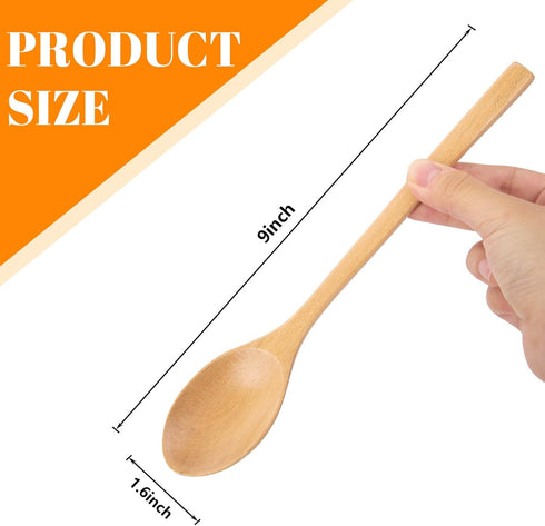 Wooden Spoons, 6PCS 9 Inch Wood Soup Spoons for Eating Mixing Stirring, Long Handle Spoon for Japanese Style Home Kitchen Cooking Stirring...