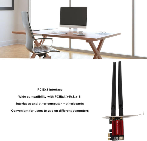 GOWENIC 7260AC Pro PCIe Card for Desktop PC, 1200Mbps Dual Band 5G/2.4G Bluetooth 4.0 PCIE Card Network Adapter for Windows7/8/10/11...