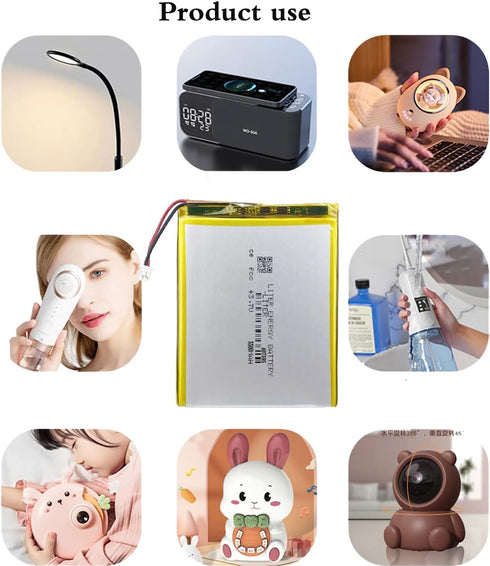3.7V 407595 5500mAh Lithium Polymer ion Battery Rechargeable Polymer Battery Pack with JST 2.0mm Connector...
