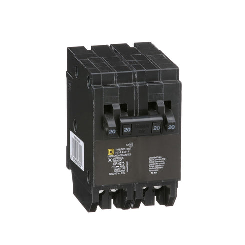 Telemecanique Sensors HOMT2020220CP Homeline Tandem Circuit Breaker, 2 x 1 pole at 20A, 1 x 2 pole at 20A, 120/240V, 10 kA AIR, Plug-In Mount...