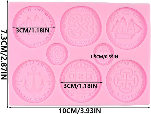 Treasure Coins Silicone Mold Coin Fondant Molds For Cake Decoration Cupcake Topper Chocolate Candy Polymer Clay Gum Paste...