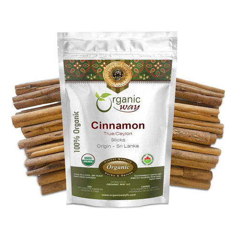 Organic Way True Ceylon Cinnamon Sticks (Cinnamomum Verum) - Organic & Kosher Certified | Raw, Vegan, Non GMO & Gluten Free | USDA Certified | Ori...