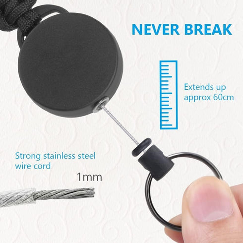 2 Pack Retractable Keychain, Heavy Duty Retractable Badge Holder Reel, Retractable ID Badge Clip Reel with Steel Cable and Carabiner Clip, Badge R...