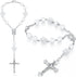 2 Pieces Car Rosary Rearview Mirror Auto Rosary Religious Car Mirror Hanging Accessories for Car Personalized Protection Charm for Auto Decors (Wh...