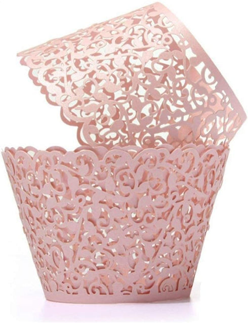 YOZATIA Vine Cupcake Wrappers, 60PCS Lace Cupcake Liners for Regular Sized Cupcake (Pink)...